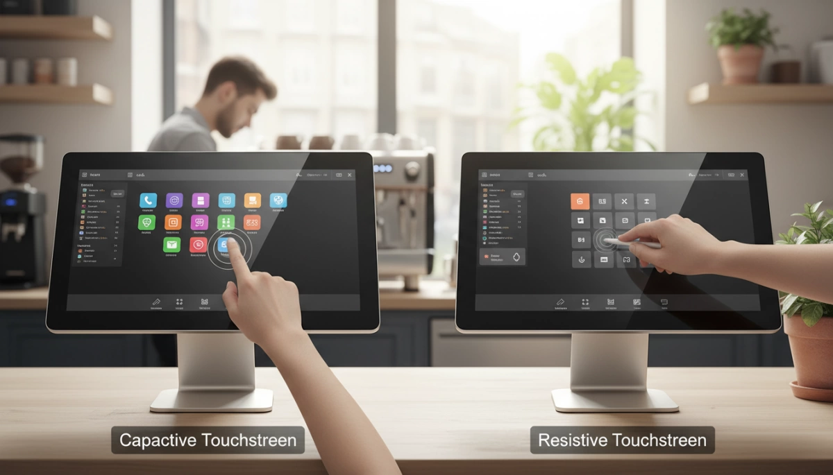 Vergleich zwischen kapazitiven und resistiven POS-Touchscreens