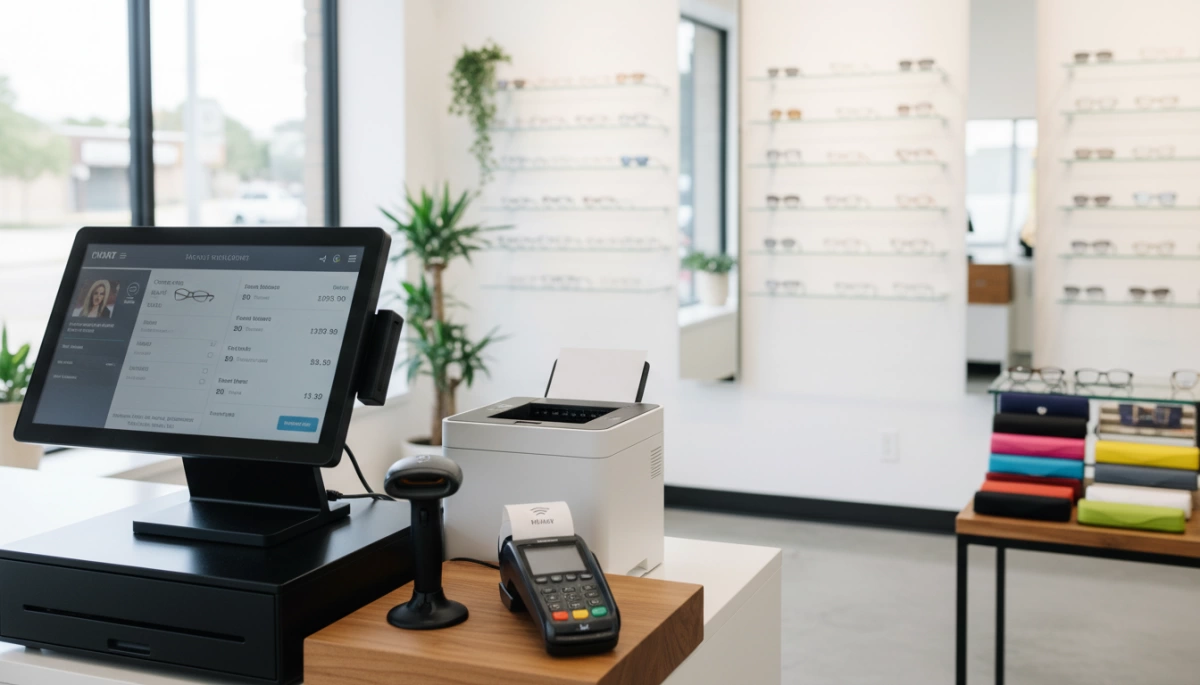 optical store POS terminal with key peripherals